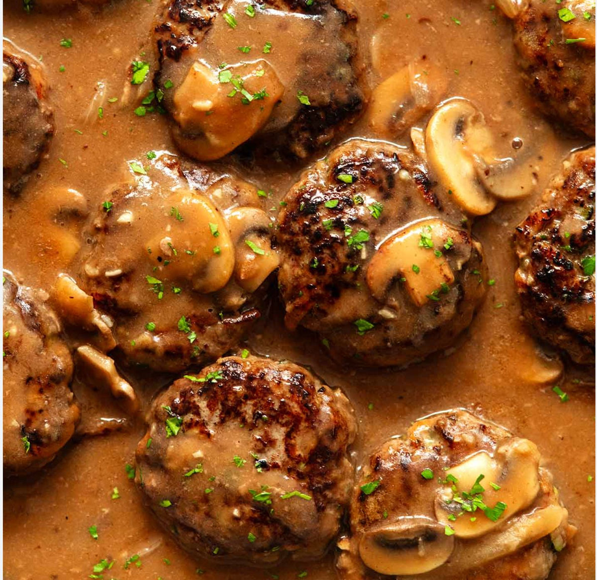 Beef Rissoles In Mushroom Gravy For 1